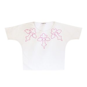 T-shirt repertoire collection con ricamo rosa